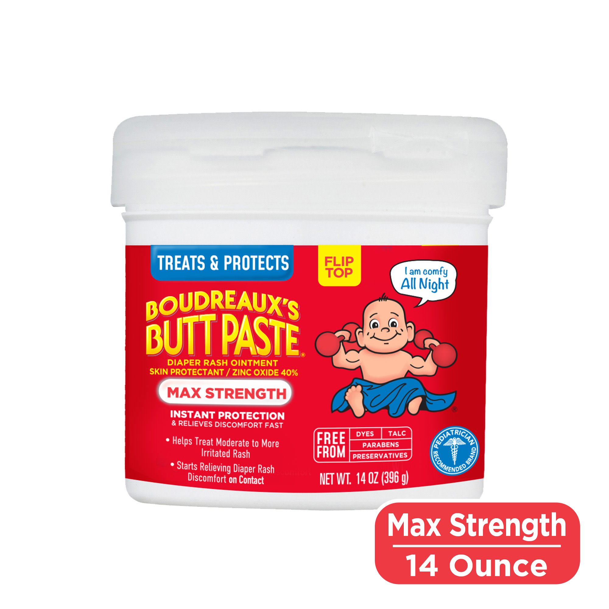 Boudreaux's Butt Paste Maximum Strength, Baby Diaper Rash Cream, Ointment, 14 oz Flip-Top - image 1 of 15