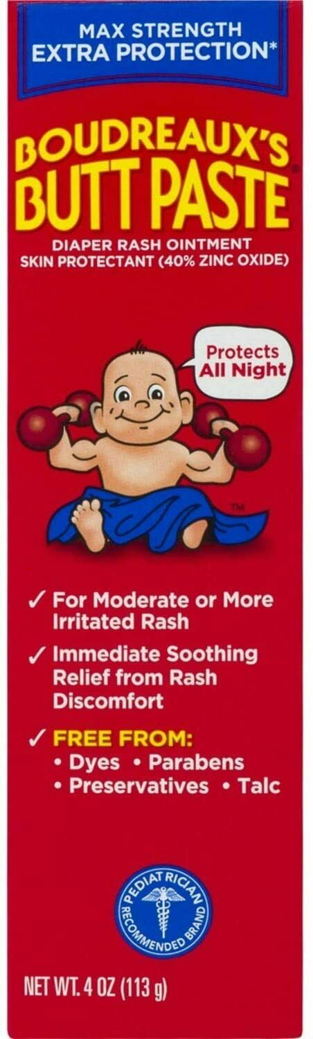 Boudreaux's Butt Paste Maximum Strength Diaper Rash Cream, 40% Zinc ...