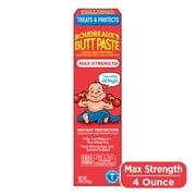 Boudreaux’s Butt Paste Maximum Strength Diaper Rash Paste, 40% Zinc Oxide Skin Protectant, 4 oz Tube, Thick Barrier Formula, Fragrance Free