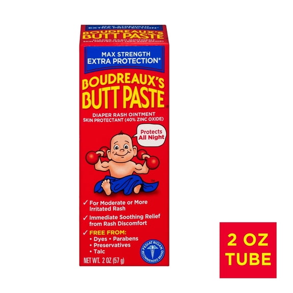 Boudreaux's Butt Paste Maximum Strength Diaper Rash Ointment, 2 Oz Tube, 3-Pack