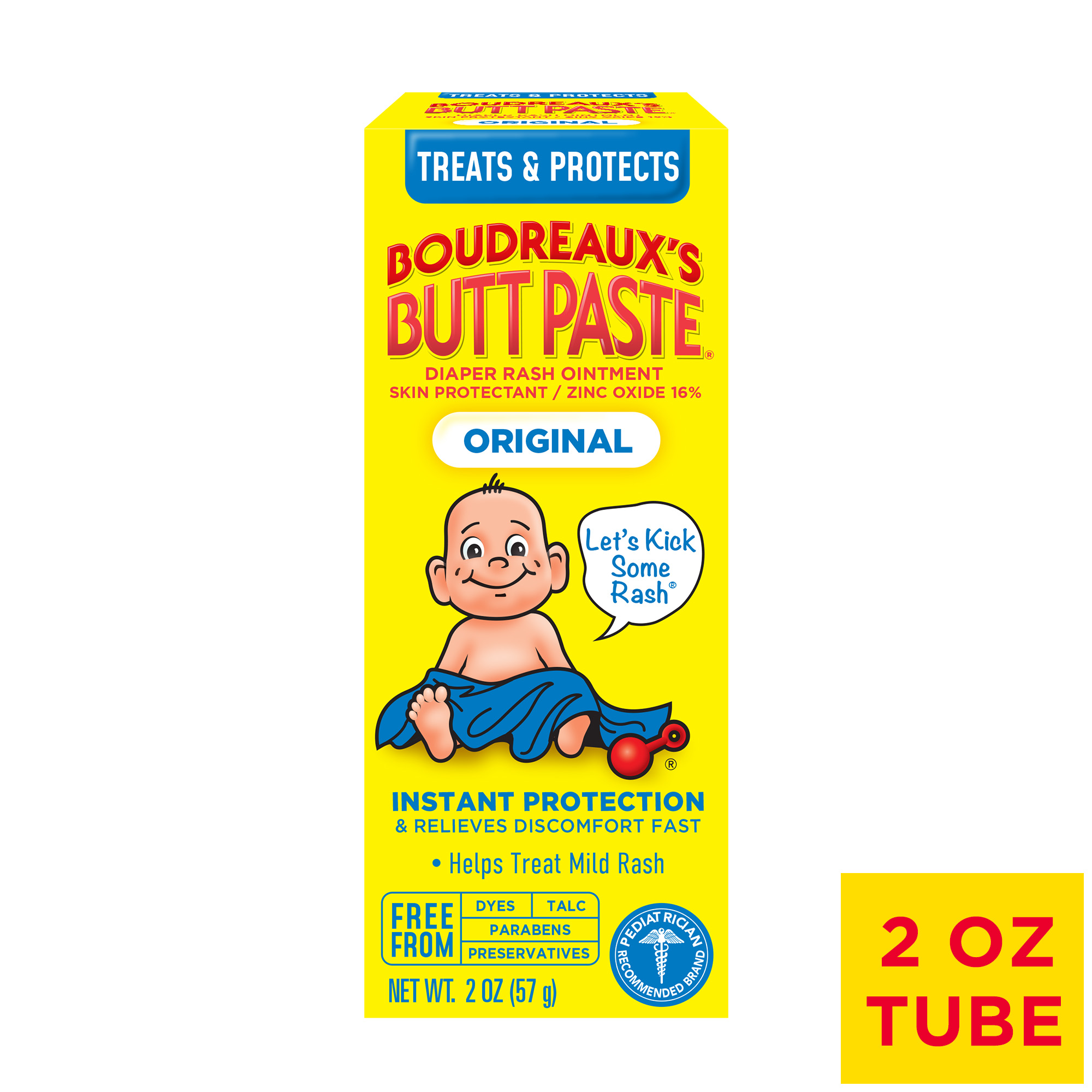 Boudreaux's Butt Paste Original Diaper Rash Cream, Ointment for Baby, 2 oz Tube