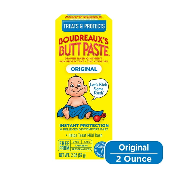 Boudreaux's Butt Paste Original Diaper Rash Cream, Ointment for Baby, 2 oz Tube