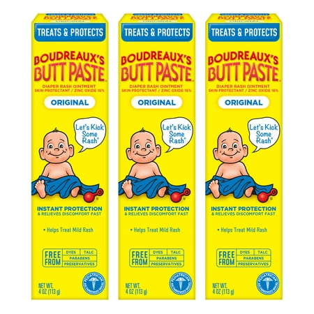 product image of Boudreaux's Butt Paste Original Diaper Rash Cream, Ointment for Baby, 4 oz Tube, 3 Pack