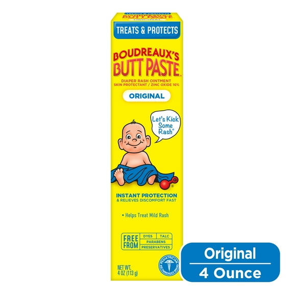 Boudreaux's Butt Paste Original Diaper Rash Cream, Ointment for Baby, 4 oz Tube