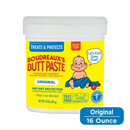 Boudreaux's Butt Paste Original Diaper Rash Cream, Ointment for Infant, 16 oz Flip-Top Jar