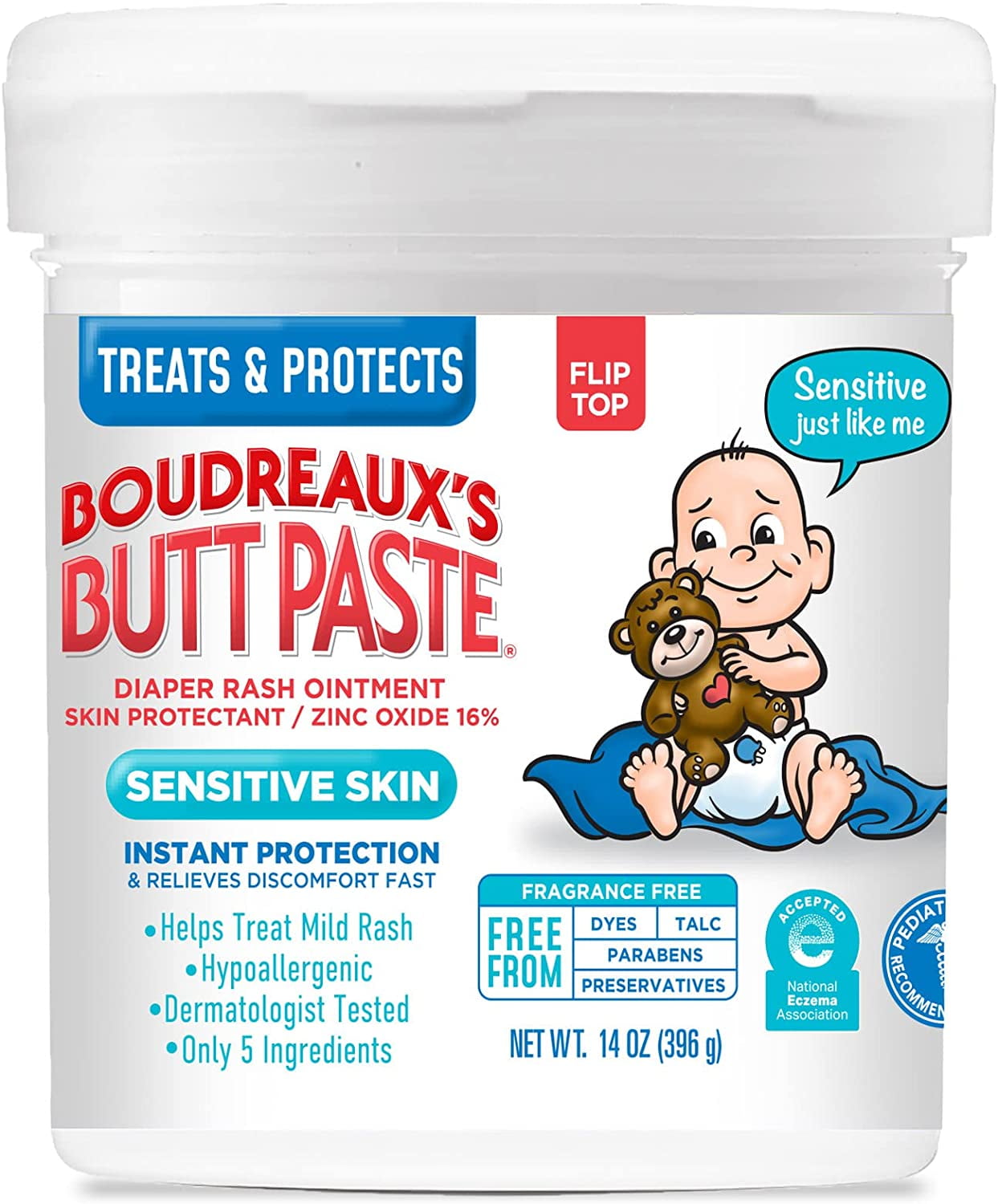 Boudreaux's Butt Paste Sensitive Skin Diaper Rash Cream, Ointment for