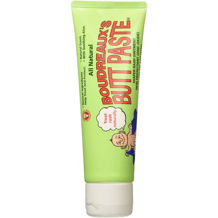 Boudreaux's Butt Paste with Natural* Aloe Diaper Rash Cream, Ointment for Baby, 4 oz Tube (Pack of 3)