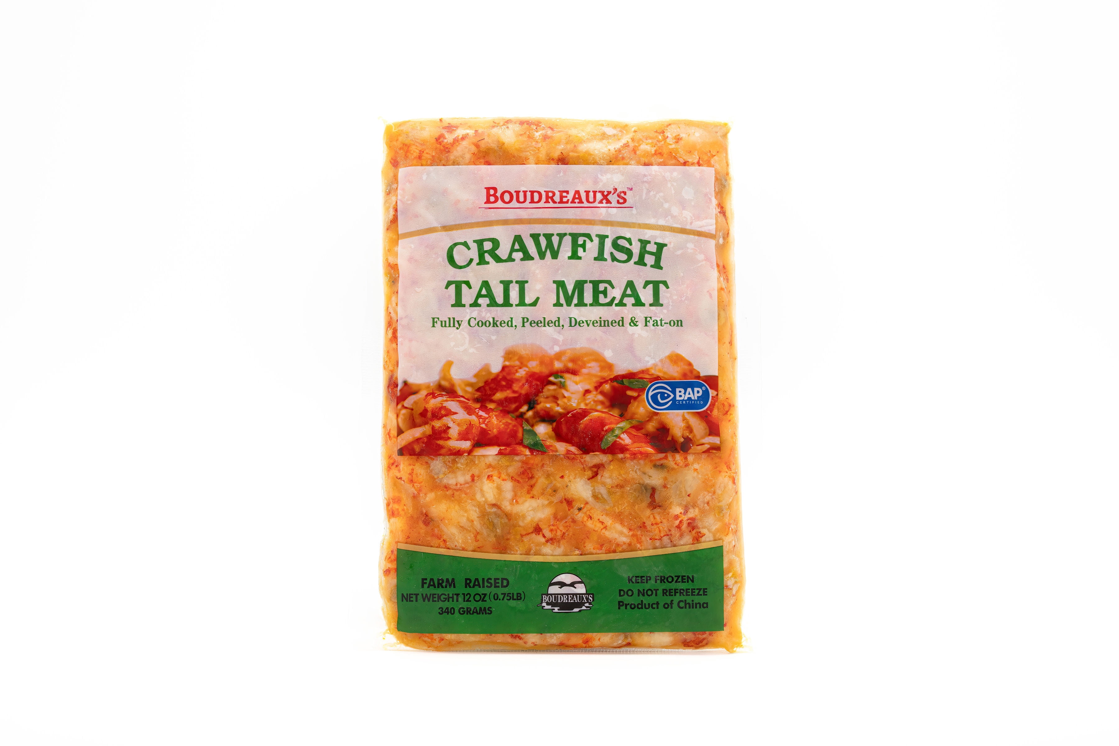 Boudreaux's Frozen Cooked Peeled & Deveined, Crawfish Tail Meat, 12 oz.
