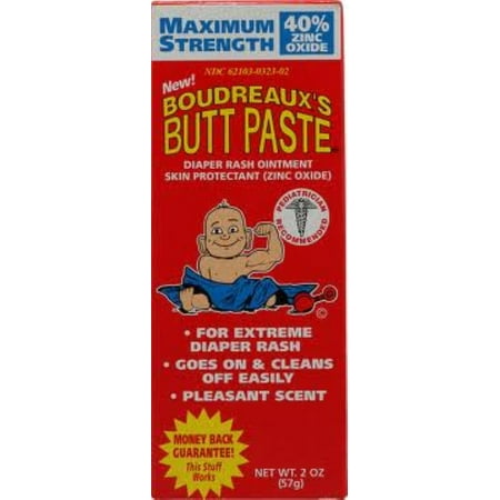 Boudreaux's Maximum Strength Butt Paste diaper rash ointment 2 oz (Pack of 3)