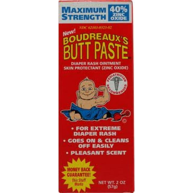 Boudreaux's Maximum Strength Butt Paste diaper rash ointment 2 oz (Pack of 3)