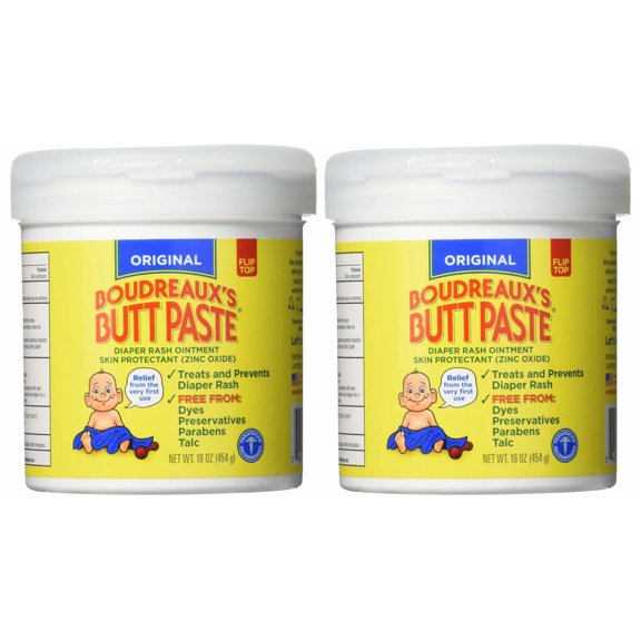 Boudreauxs Butt Paste Diaper Rash Ointment Skin Protectant Jar - 16 Oz, 2 Pack