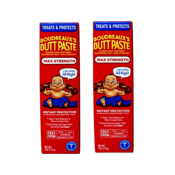 Boudreauxs Maximum Strength Butt Paste Diaper Rash Ointment - 4 Oz, - 2 Pack