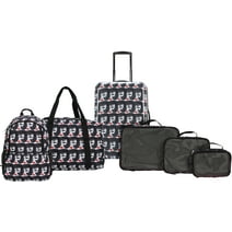 Bouffant & Broken Hearts Lady with Red Lips 6 Piece Set, 21" Hardside luggage, Duffel, Backpack, and 3 Piece Packing Cubes