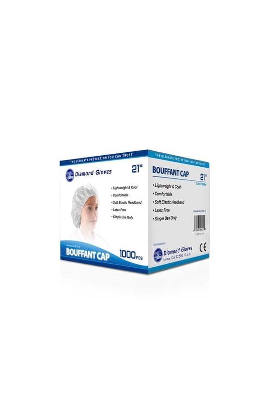 AP Medical Bouffant Caps Disposable Hair Covers – Spunbond Polypropylene, Case of 1000, 21" & 24" Blue/White