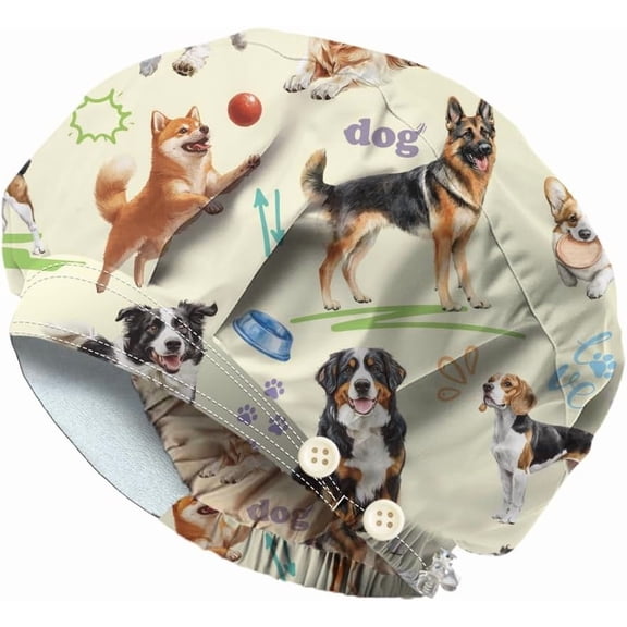 Bouffant Hats Adjustable Working Caps Cotton Scrub Nursing Doctor Surgeon Cap With Button and Sweatband for Unisex diy