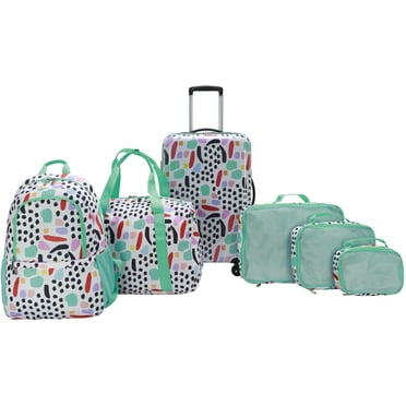 Bouffants & Broken Hearts Party Mix 6 Piece Set, 21" Hardside Luggage, Duffel, Backpack, 3 Packing Cubes, Party Mix Print