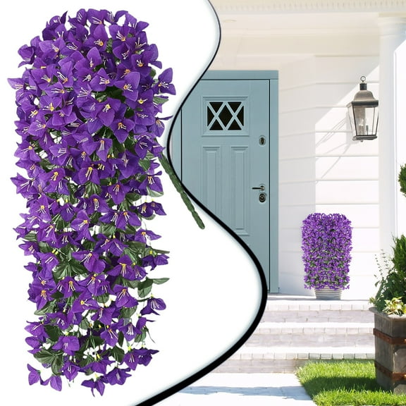Bougainvillea Artificial Flowers for Outdoors 21.65in Faux Bougainvillea Hanging Flowers Fall Flowers Artificial for Decoration Faux Long Trailing Vines for Outdoor Planters Home Decor, Dark Purplex1