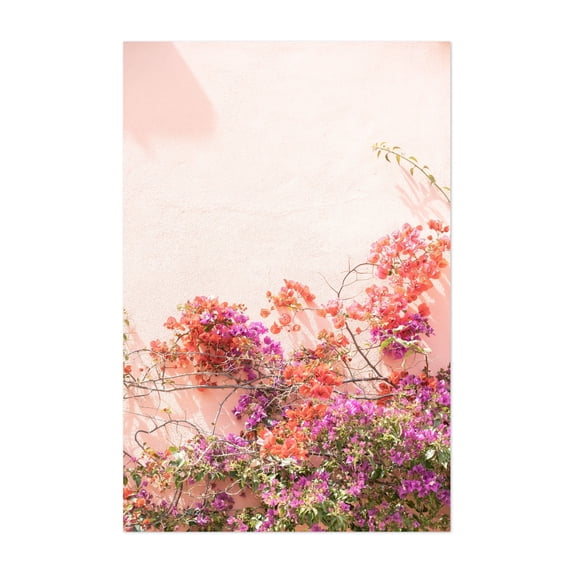 Bougainvillea on Pastel Pink - Cascais Lisbon Portugal Photography Floral Botanical Flowers Pastel Summer Minimalist Tropical Unframed Wall Art Print 4 x 6 inches