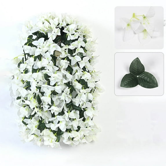 Bougainvillea Wall Hanging Imitation Flowers, Outdoor Garden & Patio Decor, UV-Resistant Plastic Vines for Courtyard & Living Room