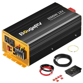 BougeRV 2000W Pure Sine Wave Power Inverter, DC 12V to AC 110V Car Converter, Built-in Bluetooth for Home, Off-Grid Solar Power System, RV, Travel, Camping