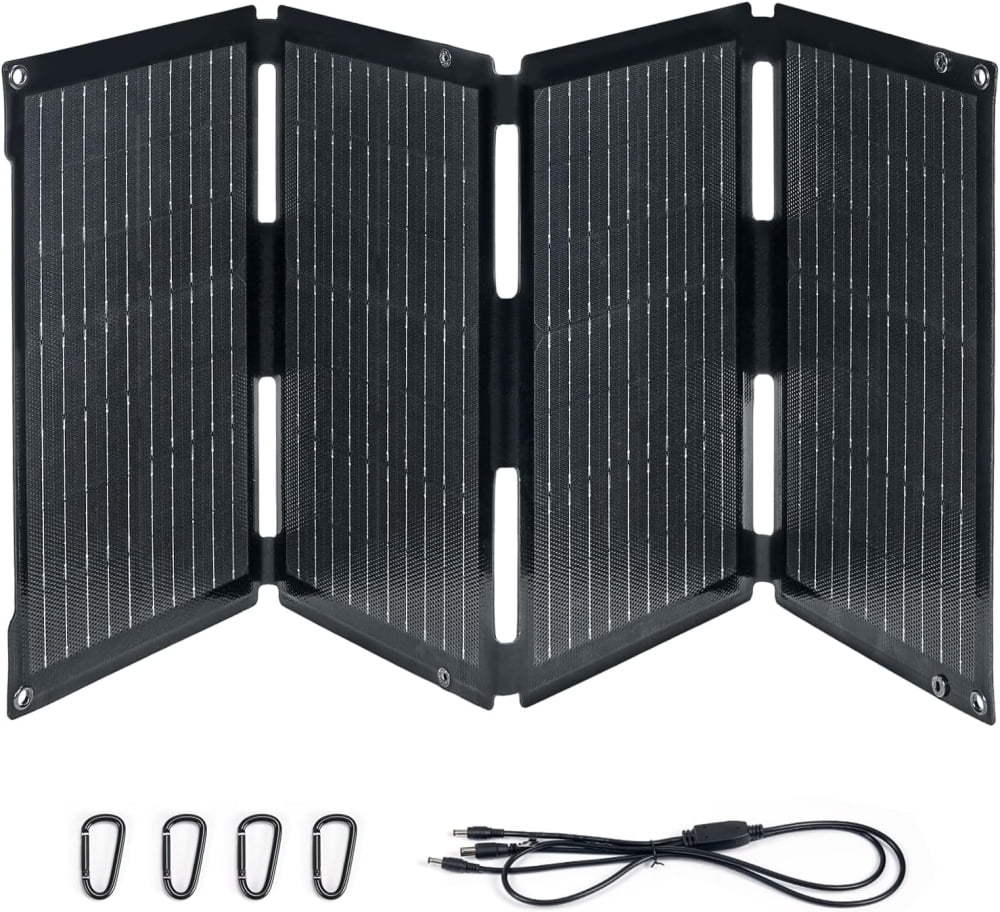 BougeRV 50 Watt Fiberglass Portable Solar Panel for JuiceGo 240Wh Power Station, Foldable Solar Charger with USB Outputs for Phones, Ultra-Fast Charging for Outdoor, Camping, Travel