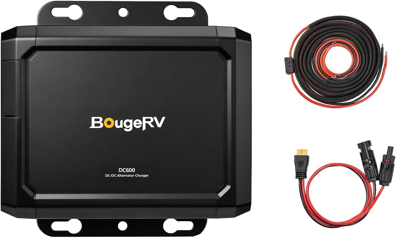 BougeRV 600W DC-DC Alternator Charger for Portable Power Stations 12V/24V Charger 6X Faster Than Cigarette Charger fits 99% Solar Generators RV Overlanding Road Trips