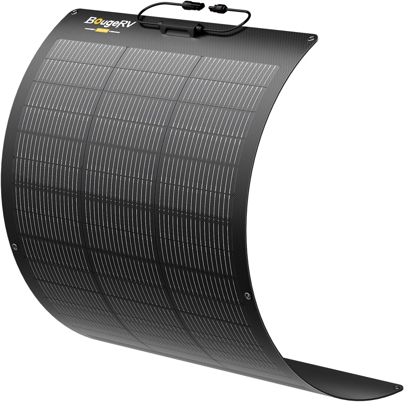 BougeRV Arch Pro 100 Watts N-Type Fiberglass Flexible Solar Panel 24 Volts 16BB Mono Cell 25% High-Efficiency Compact for RV Camping Home Boat Marine Curve Surface Black