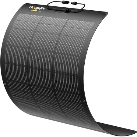 BougeRV Arch Pro 100 Watts N-Type Fiberglass Flexible Solar Panel 24 Volts 16BB Mono Cell 25% High-Efficiency Compact for RV Camping Home Boat Marine Curve Surface Black