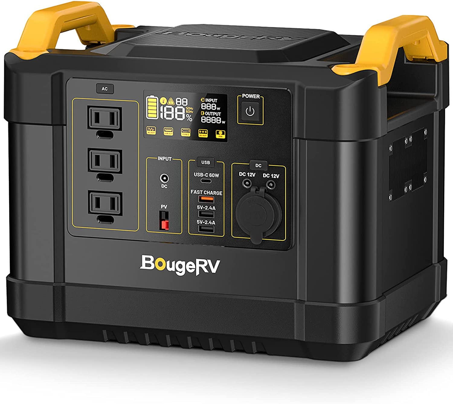 BougeRV Fort 1000 Portable Power Station, 1120Wh LiFePO4 Battery Solar  Generator 1200W AC Outlet for Home Backup Power Outage Off-Grid Outdoor  Camping Trip 