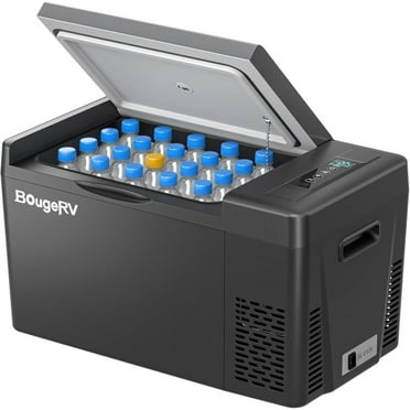 BougeRV Portable Car Refrigerator 23 Qt, 12 Volt Refrigerator Portable Freezer Compressor Cooler with -7℉~50℉ Cooling Range, 12/24V DC 110~240V AC for RV Truck Vehicle Boat Outdoor Use Black