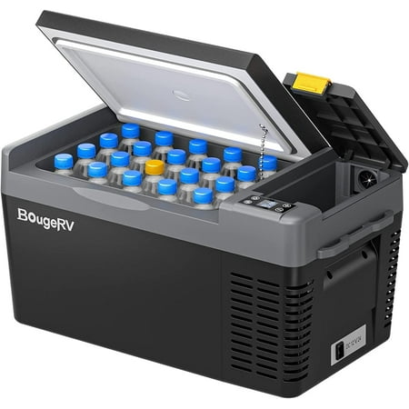 BougeRV Portable Car Refrigerator CRPRO 21 Qt, 12 Volt Fridge Compressor Freezer with -8?~50? Cooling Range, 12V/24 DC & 110-240 AC for RV Truck Vehicle Boat Outdoor & Home Use Black