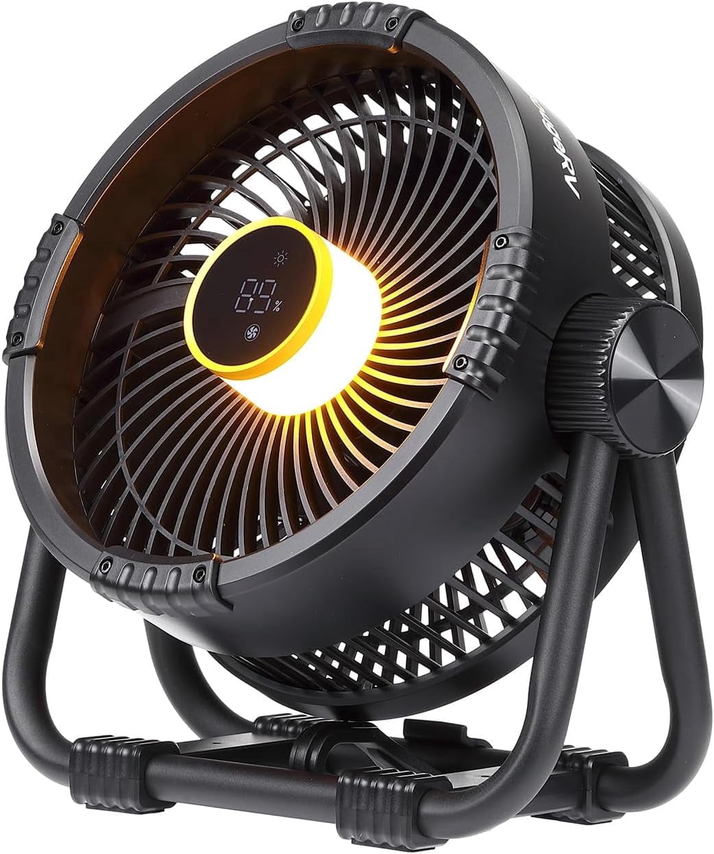 BougeRV Portable Rechargeable Fan, 20000mAh Battery Powered Fans with 4 Wind Speeds Hook Brighter Light  for Camping Outdoors Travel RV