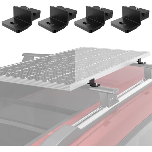 BougeRV Solar Panel T-Slot Mounting Kit Fits for Auto Cross Bars with T-Track to Secure Most 100 to 200 Watt