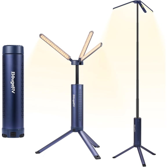 BougeRV Telescopic Camping Light T1, 15600mAh Rechargeable Lantern, Blue | 5.5 ft Adjustable Height Outdoor