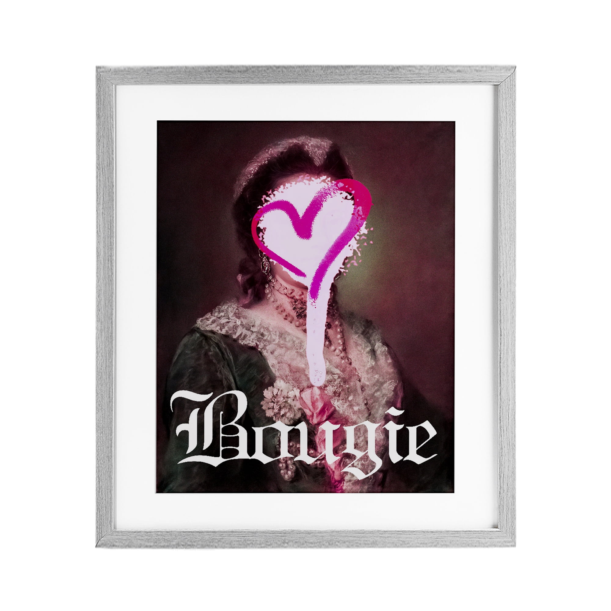 Bougie Classical Portrait Gray Framed Print Under Glass, design by Lil' Rue
