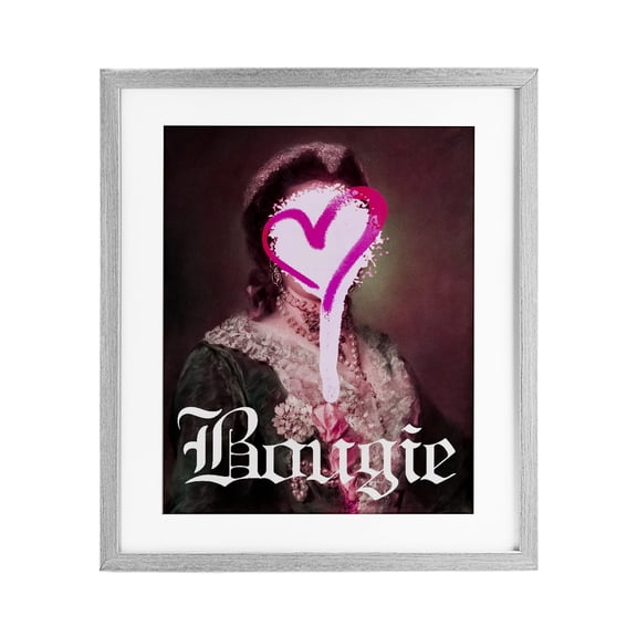 Bougie Classical Portrait Gray Framed Print Under Glass, design by Lil' Rue
