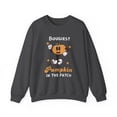 thumbnail image 1 of Bougiest Pumpkin Sweatshirt, Fall Crewneck Jumper, Halloween Pullover, Autumn Dark Heather, 1 of 2
