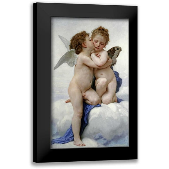 Bouguereau, William-Adolphe 10x14 Black Modern Framed Museum Art Print Titled - The First Kiss