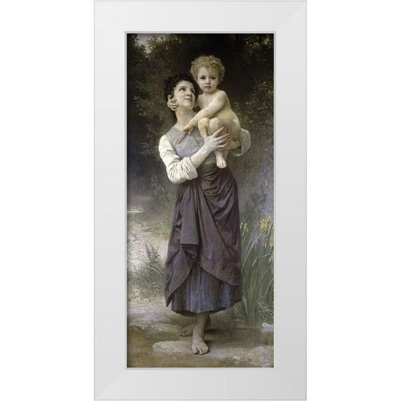 Bouguereau, William-Adolphe 16x32 White Modern Wood Framed Museum Art Print Titled - Brother and Sister