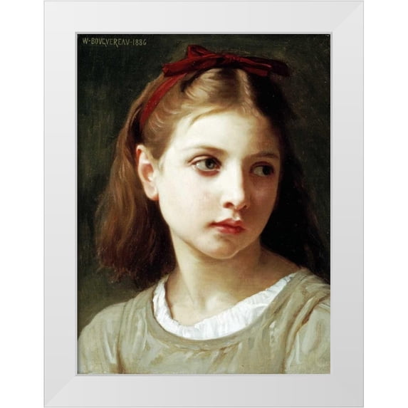 Bouguereau, William-Adolphe 25x32 White Modern Wood Framed Museum Art Print Titled - Une Petite Fille