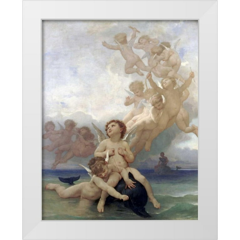 Bouguereau, William-Adolphe 26x32 White Modern Wood Framed