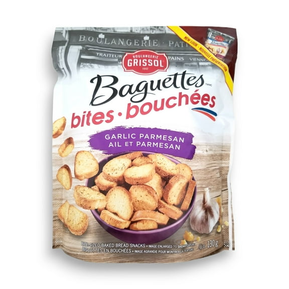 Boulangerie Grissol Baguettes Bites, Garlic Parmesan, 130g/4.9 oz
