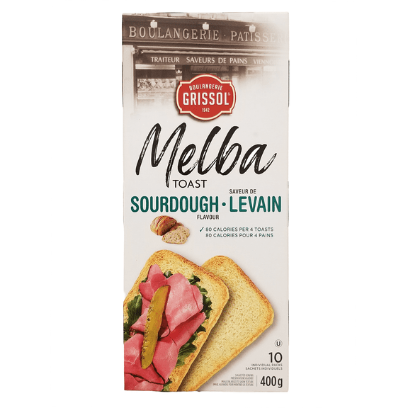 Boulangerie Grissol Melba Toast Sourdough Flavor, Premium Crackers - 400g/14.1 oz