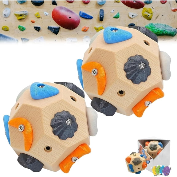 Boulder Block for Climbers, Handcrafted 3D Rock Climbing Ball, Climbing Grip Trainer for Finger Strength, Climbers Gift for Training Accuracy2 Pcs