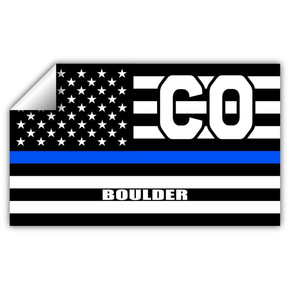 Boulder CO Colorado Boulder County Thin Blue Line Stealthy USA Flag - Honoring Law Enforcement Officers Flags - Blue Lives Matter Euro Decal Bumper Sticker 3M Vinyl 3" x 5"