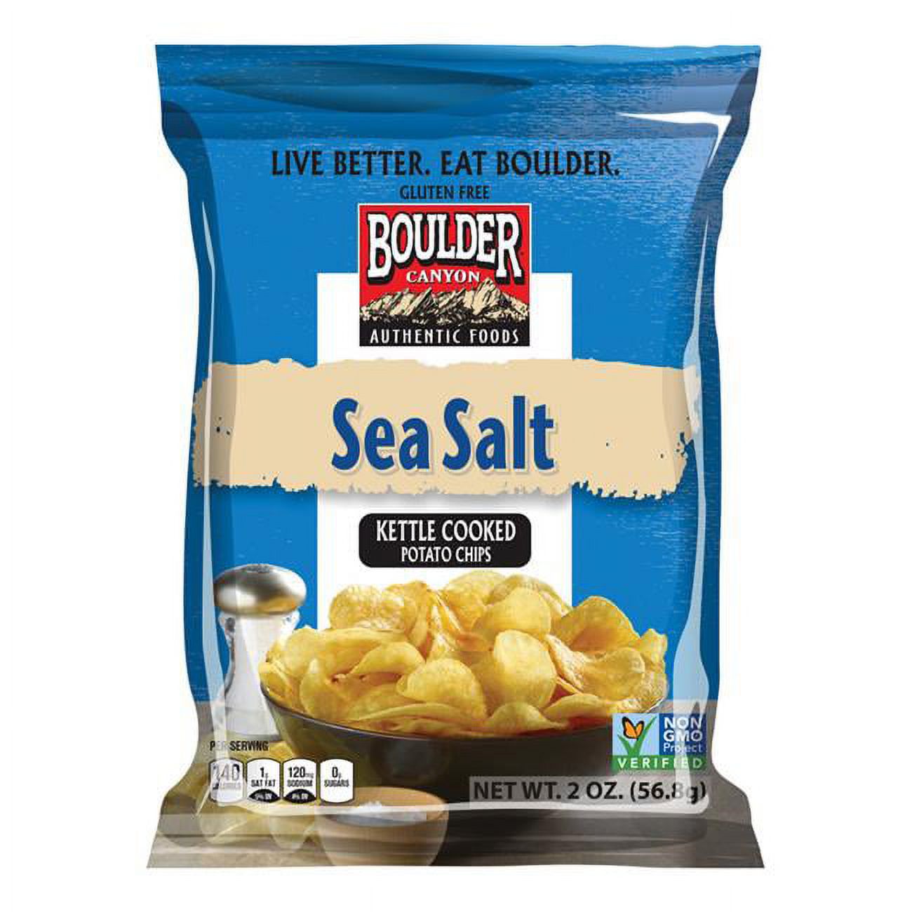 Boulder Canyon 9609843 2 oz Sea Salt Kettle Cooked Potato Chips Case