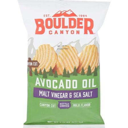 Boulder Canyon Avocado Oil Canyon Cut Malt Vinegar and Sea Sal Potato Chips, 5.25 Ounce -- 12 per Case.