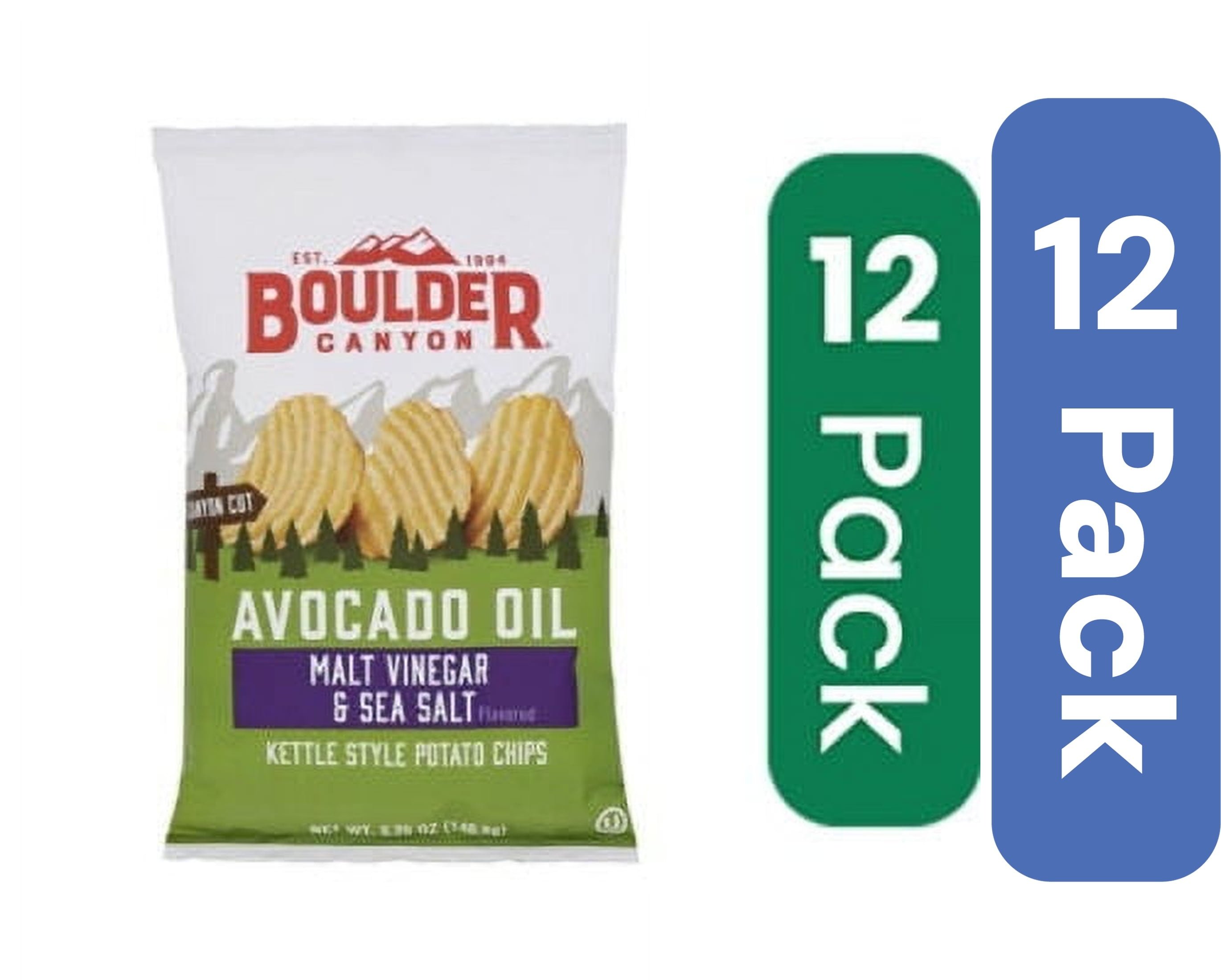 Boulder Canyon Avocado Oil Chips Vinegar & Sea Salt 5.25 oz (Pack Of 12)