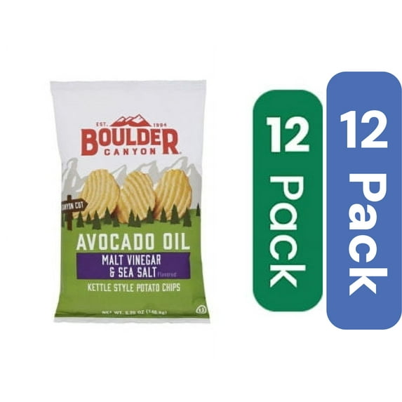 Boulder Canyon Avocado Oil Chips Vinegar & Sea Salt 5.25 oz (Pack Of 12)