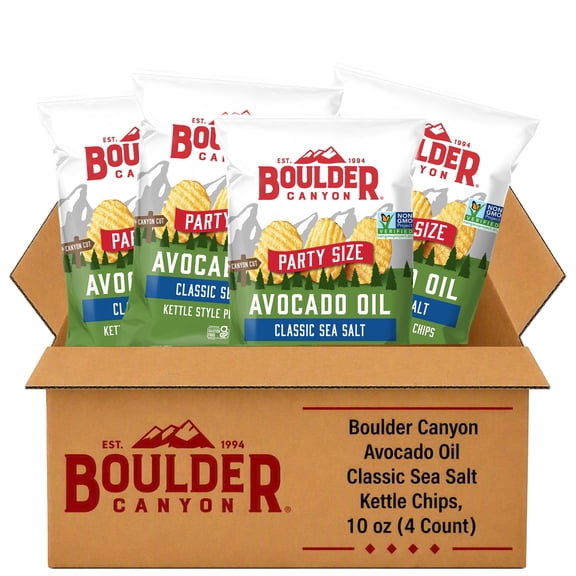 Boulder Canyon Avocado Oil Classic Sea Salt Kettle Chips, 10 oz (4 Count)